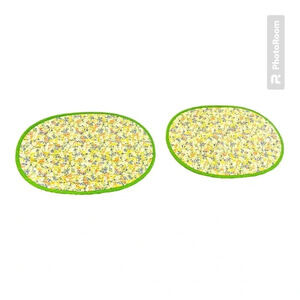 Vintage handmade lime green and floral quilted placemats